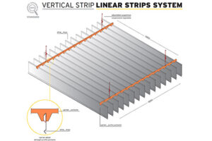 Реечный металлический потолок Vertical Linear Strips System CBI Europe